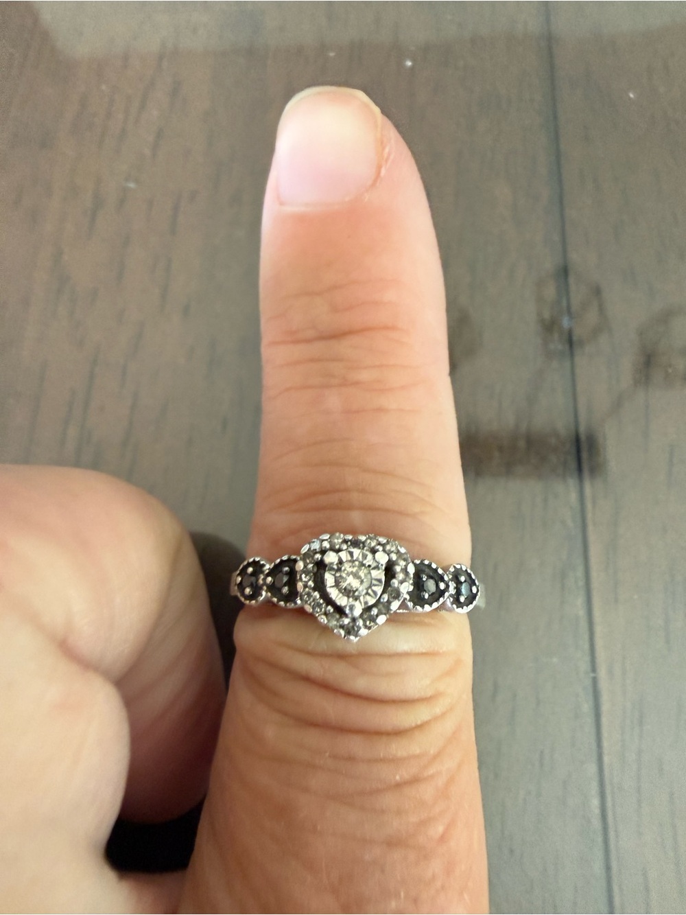 Vintage-Inspired Heart Halo Ring in Silver Tone